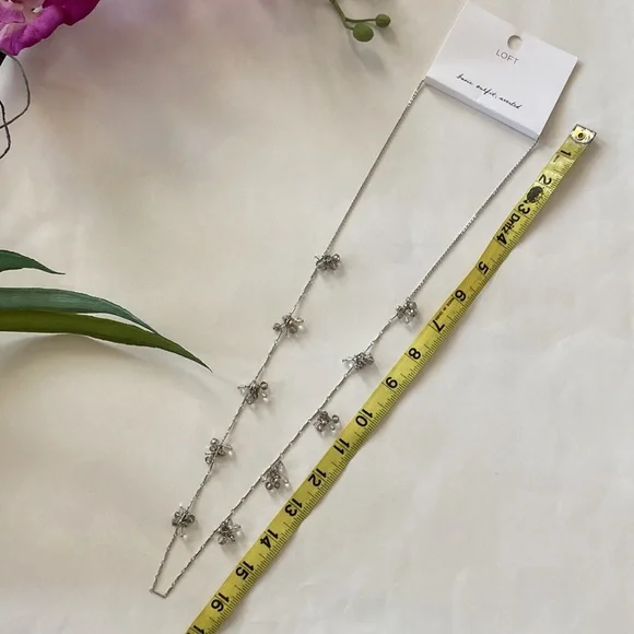 LOFT Long Silver & Bead Necklace - Picture 5 of 7